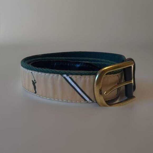 YRI Other - YRI Embroidered Canvas & Leather Ribbon Golf Belt with Golfing Waist 34